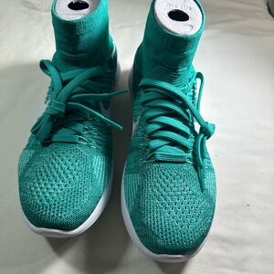 Teal High-Top Knit Sneakers